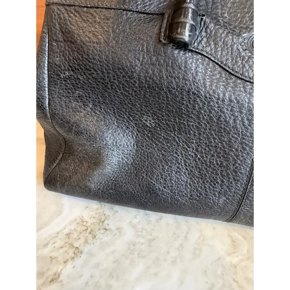 Tod's Pebbled Leather Top Handle Bag Satchel Black